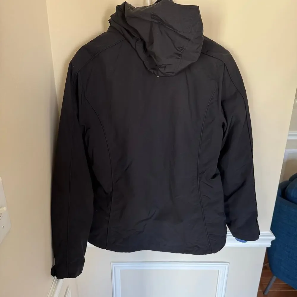 L.L. Bean 2 in 1 Black Hooded Coat and Blue Fleece Jacket Winter Outdoors - Picture 11 of 12